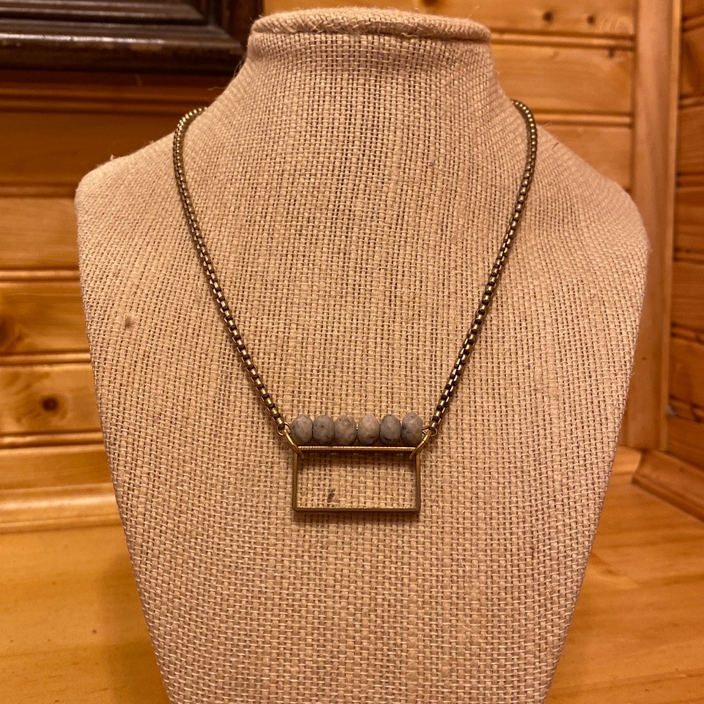 David Aubrey Abstract Gold Tone Sesame Jasper Necklace
